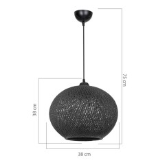 Plafonnier suspension luminaire Å27 noir D38x75cm