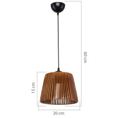 Plafonnier suspension luminaire Å27 marron D20x15cm