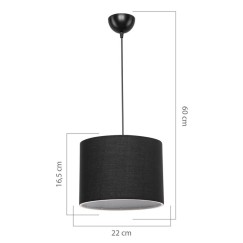 Plafonnier suspension luminaire Å27 noir D22x60cm