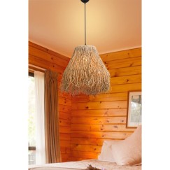 Plafonnier suspension luminaire Å27 marron D36.5x90cm