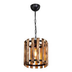 Plafonnier suspension luminaire Å27 noyer-noir D22x61cm