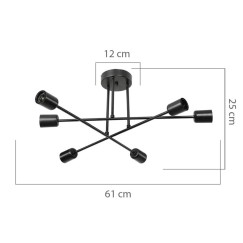 Plafonnier suspension luminaire Å27 noir D61x25cm