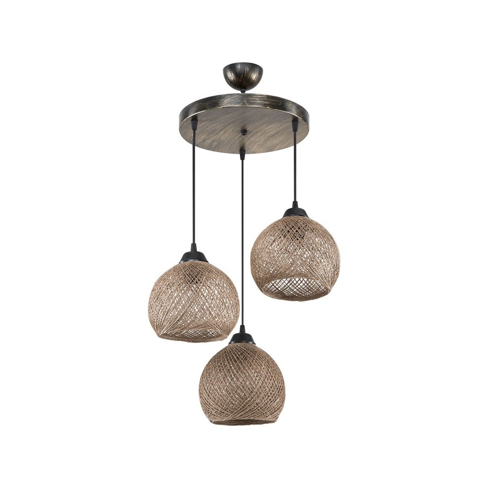Plafonnier suspension luminaire Å27 marron D40x75cm Plafonnier suspension luminaire Å27 marron D40x75cm