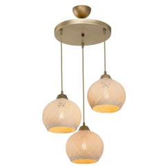 Plafonnier suspension luminaire crème-or D40x75cm