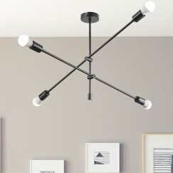 Plafonnier suspension luminaire E27 noir 90x90x55cm