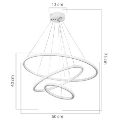 Plafonnier suspension luminaire  LED 60-80W blanc D60x100cm