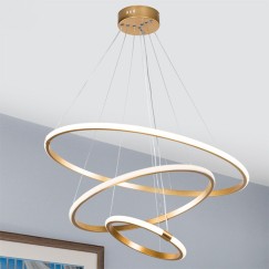 Plafonnier suspension luminaire LED 60-80W doré D60x100cm