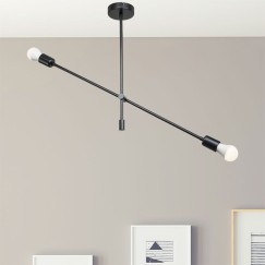 Plafonnier suspension luminaire E27 noir 90x90x55cm