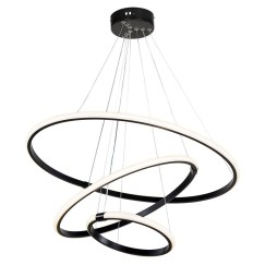 Plafonnier suspension luminaire LED 60-80W noir D60x100cm