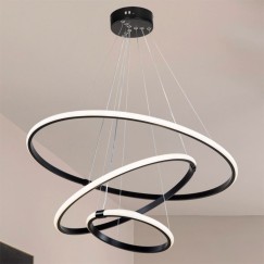 Plafonnier suspension luminaire LED 60-80W noir D60x100cm