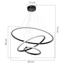 Plafonnier suspension luminaire LED 60-80W noir D60x100cm