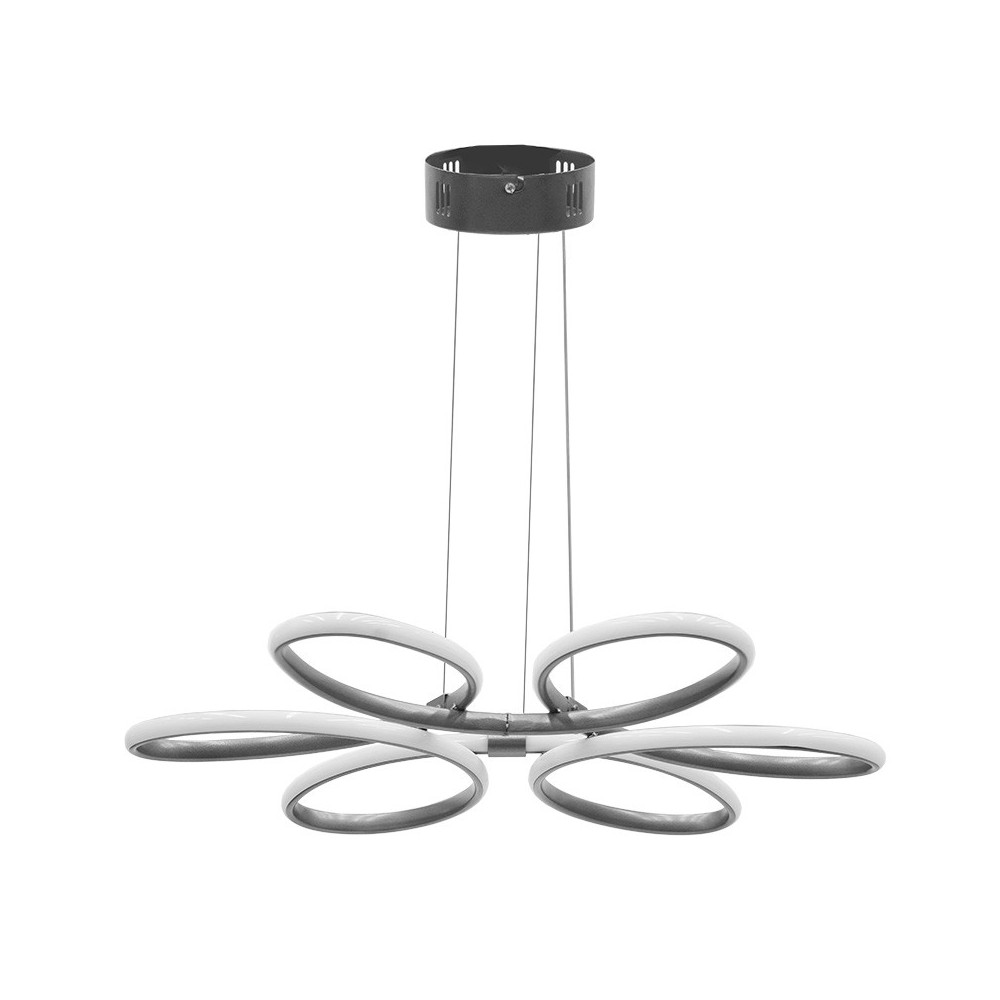 Plafonnier suspension luminaire LED 3000K couleur argent D65x58cm Plafonnier suspension luminaire LED 3000K couleur argent D65x58cm