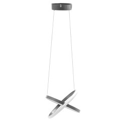 Plafonnier suspension luminaire LED 3000K couleur argent D25x70cm