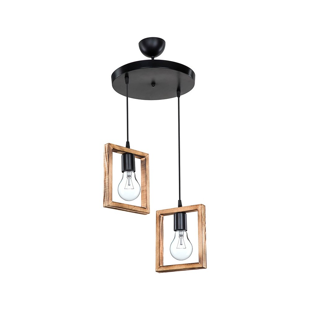 Plafonnier suspension luminaire Å27 noyer D43x83cm Plafonnier suspension luminaire Å27 noyer D43x83cm