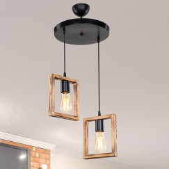 Plafonnier suspension luminaire  Å27 noyer D43x83cm