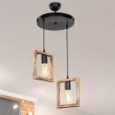 Plafonnier suspension luminaire  Å27 noyer D43x83cm