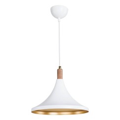 Plafonnier suspension luminaire  Å27 blanc-naturel D29,5x70cm