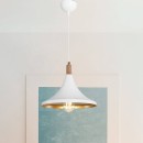 Plafonnier suspension luminaire  Å27 blanc-naturel D29,5x70cm
