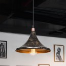 Plafonnier suspension luminaire Å27 noir-doré D29,5x70cm