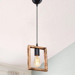 Plafonnier suspension luminaire  Å27 noyer 18,5x3x24cm