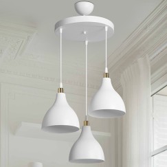 Plafonnier suspension luminaire Lofty  Å27 blanc D40x80cm