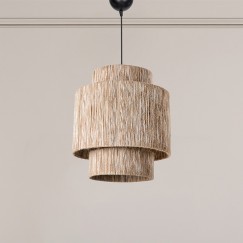 Plafonnier suspension luminaire Å27 naturel D39x80cm