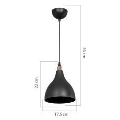Plafonnier suspension luminaire Lofty Å27 noir D18x56cm