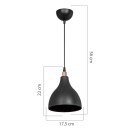 Plafonnier suspension luminaire Lofty Å27 noir D18x56cm