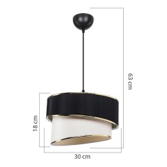 Plafonnier suspension luminaire Loopy Å27 noir-blanc D30x18cm