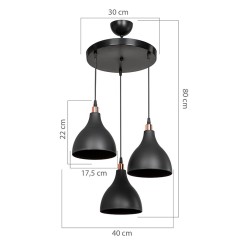 Plafonnier suspension luminaire  Lofty Å27 noir D40x80cm