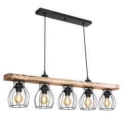 Plafonnier suspension luminaire Jazzy Å27 noyer-noir 100x27cm