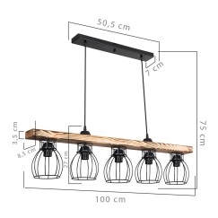 Plafonnier suspension luminaire Jazzy Å27 noyer-noir 100x27cm
