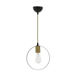 Plafonnier suspension luminaire Florian E27 noir-or D23x66cm