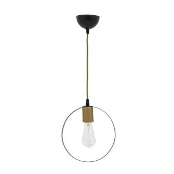 Plafonnier suspension luminaire Florian E27 noir-or D23x66cm