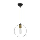 Plafonnier suspension luminaire Florian E27 noir-or D23x66cm