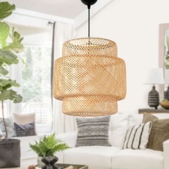 Plafonnier suspension luminaire Polto beige D40x100cm