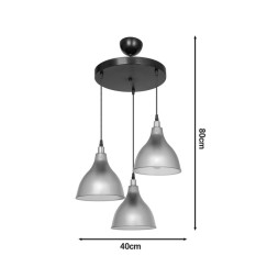 Plafonnier suspension luminaire 3 lumières blanc clair 40x80cm