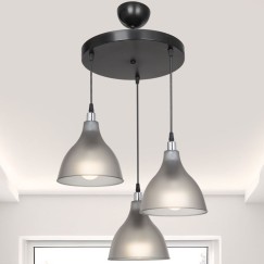Plafonnier suspension luminaire 3 lumières  gris foncé 40x80 cm
