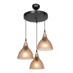 Plafonnier suspension luminaire 3 lumières ambre 40x80 cm