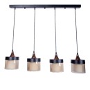 Plafonnier suspension luminaire quatre lumières métal noir 80x20x60 cm