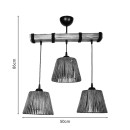Plafonnier suspension luminaire trois lumières bois marron 50x25x86 cm