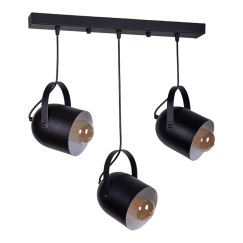 Plafonnier suspension luminaire trois lumières métal noir 50x6x70 cm