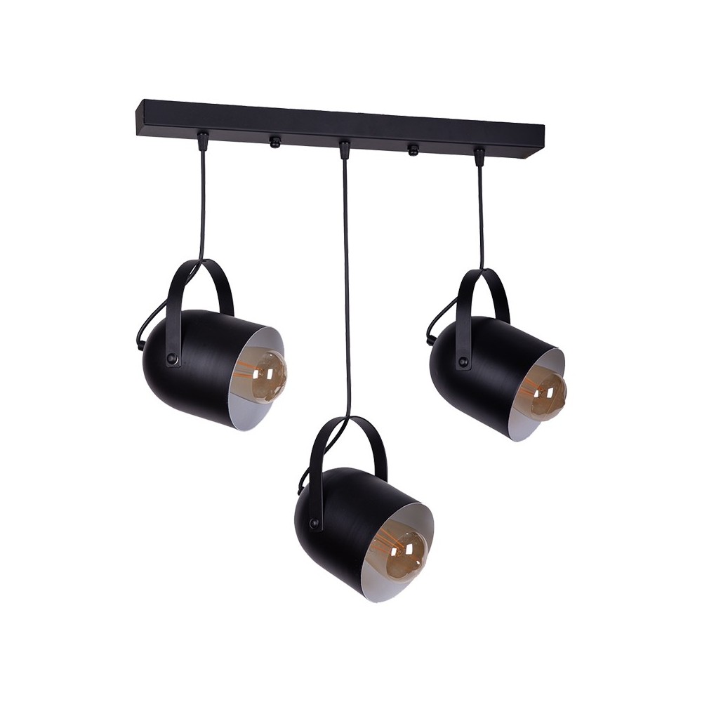 Plafonnier suspension luminaire trois lumières métal noir 50x6x70 cm Plafonnier suspension luminaire trois lumières métal noir 50x6x70 cm