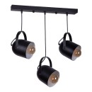 Plafonnier suspension luminaire trois lumières métal noir 50x6x70 cm