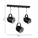 Plafonnier suspension luminaire trois lumières métal noir 50x6x70 cm
