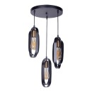Plafonnier suspension luminaire trois lumières noir métal 30x3x31cm