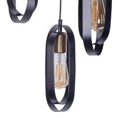Plafonnier suspension luminaire trois lumières noir métal 30x3x31cm