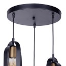 Plafonnier suspension luminaire trois lumières noir métal 30x3x31cm