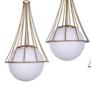 Plafonnier suspension luminaire trois lumières métal blanc or 50x20x78 cm
