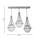 Plafonnier suspension luminaire trois lumières métal blanc or 50x20x78 cm